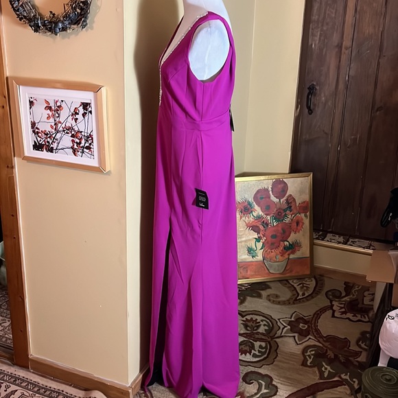 LULUS sz XL Stunned By You Mermaid Maxi Dress Rhinestone Deep VNeck Stretch NEW - Picture 14 of 16